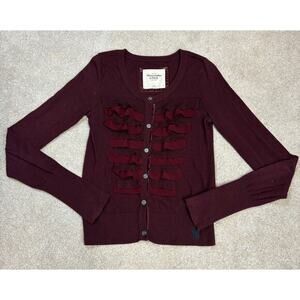 Abercrombie & Fitch A&F Button Down Ruffle Tiered Cardigan Size M